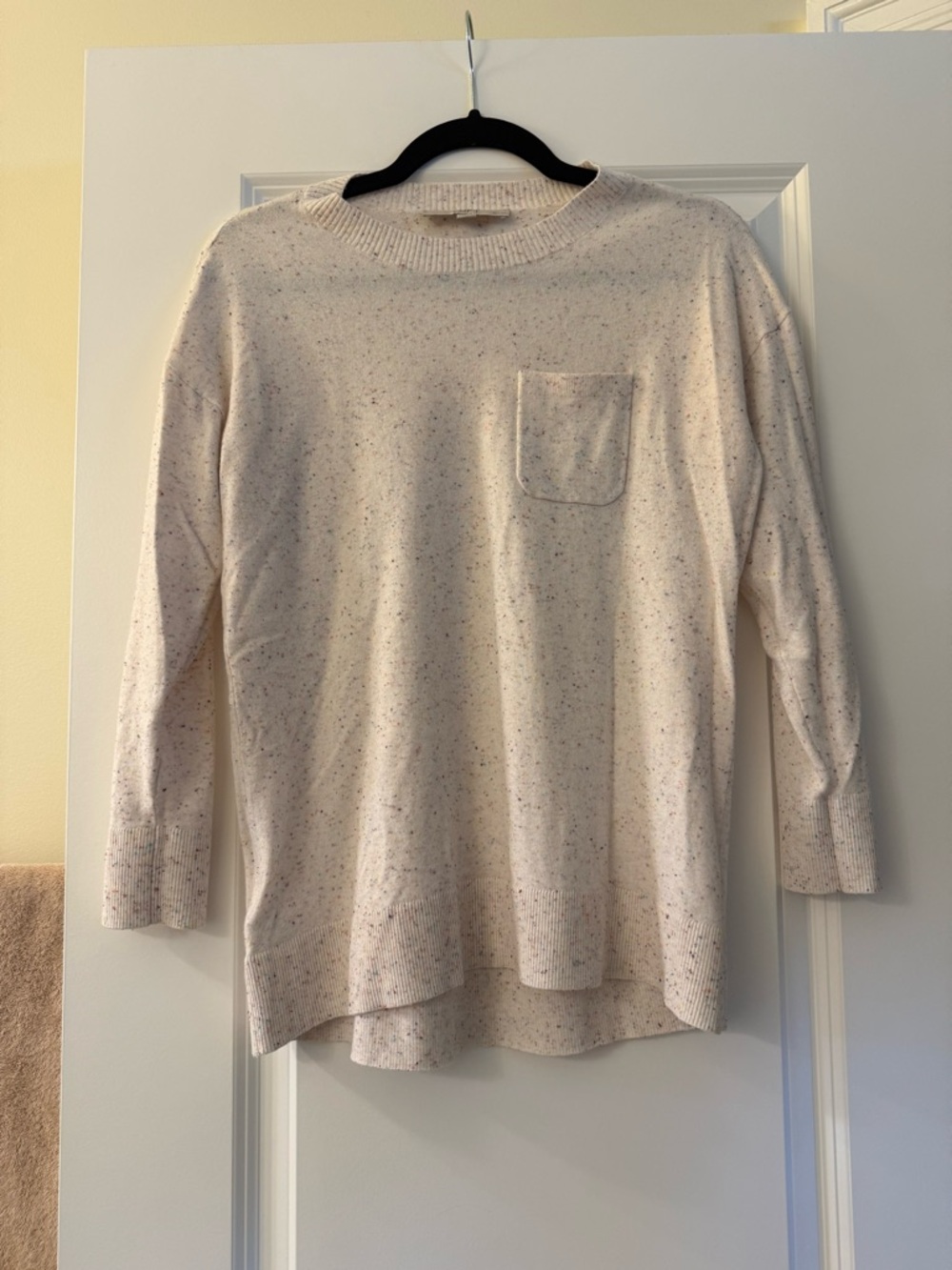 LOFT Cream Speckled Knit Sweater with Confetti Flecks